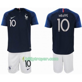 Billige Fotballdrakter Frankrike MBAPPE 10 2 star Barn VM 2018 Hjemmedraktsett